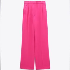NWT Zara Wide Leg Menswear Style Pants in Fuchsia